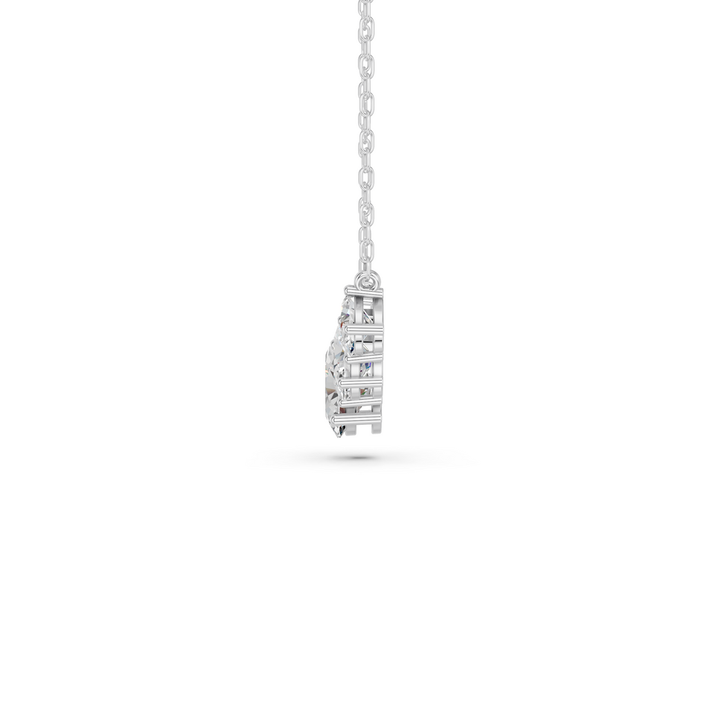 Oval Lab Diamond 5 Stone Necklace in 14K White Gold – side view