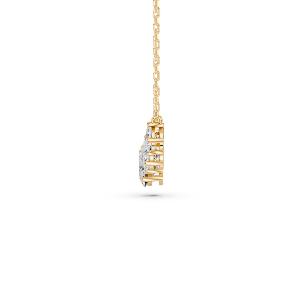 Oval Lab Diamond 5 Stone Necklace in 14K Yellow Gold – side view