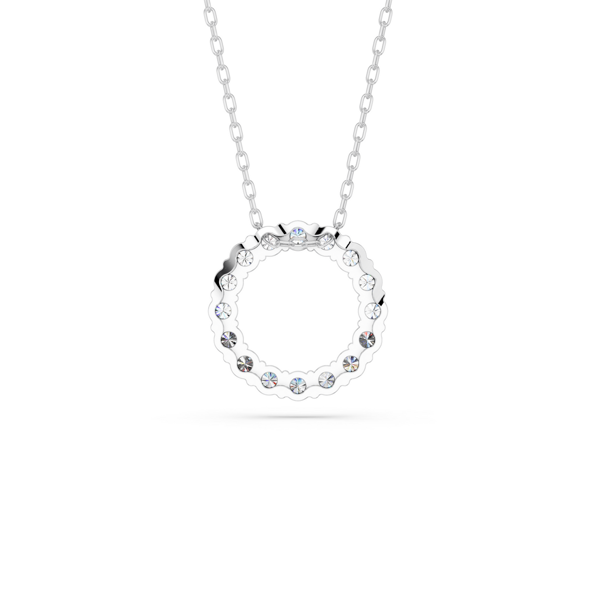 Round Lab Diamond Circle Pendant in 14K White Gold – back view