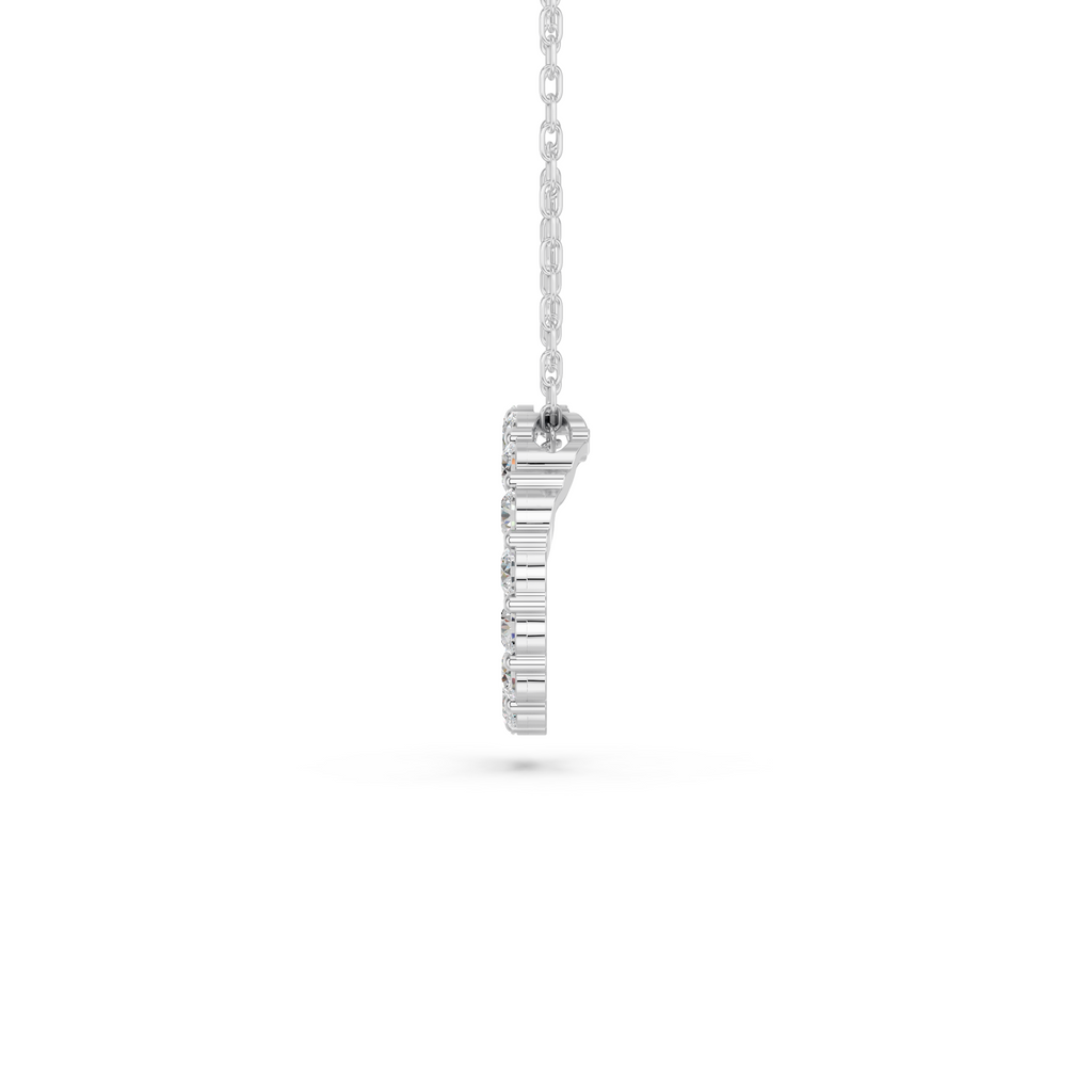 Round Lab Diamond Circle Pendant in 14K White Gold – side view