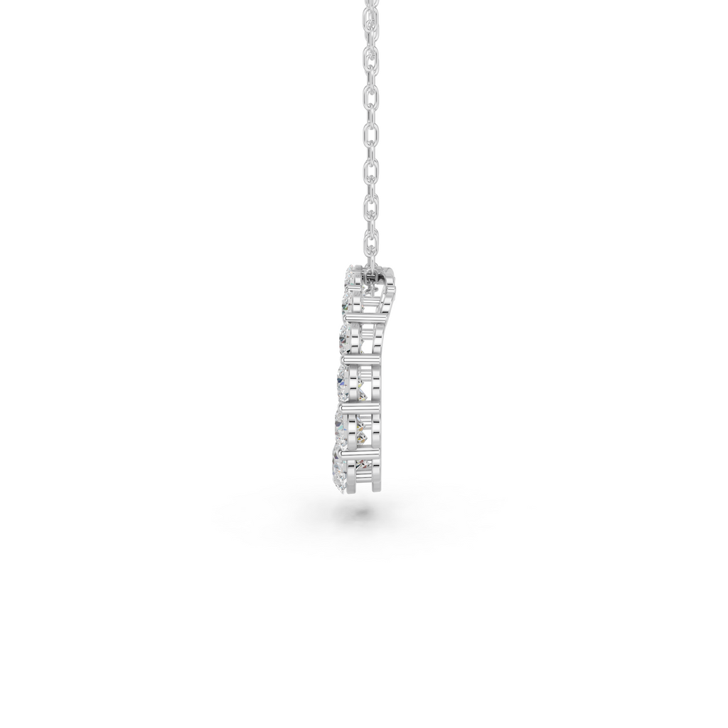 Round Lab Diamond Graduating Circle Pendant in 14K White Gold – side view