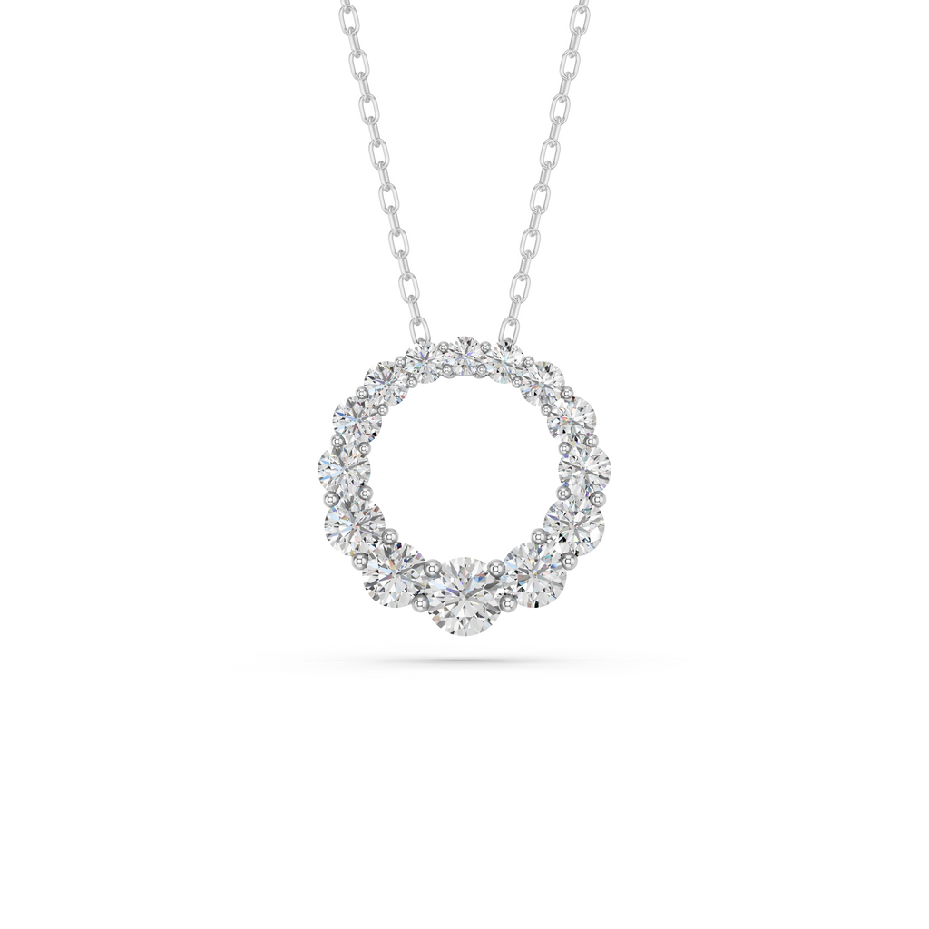 Round Lab Diamond Graduating Circle Pendant in 14K White Gold – top view