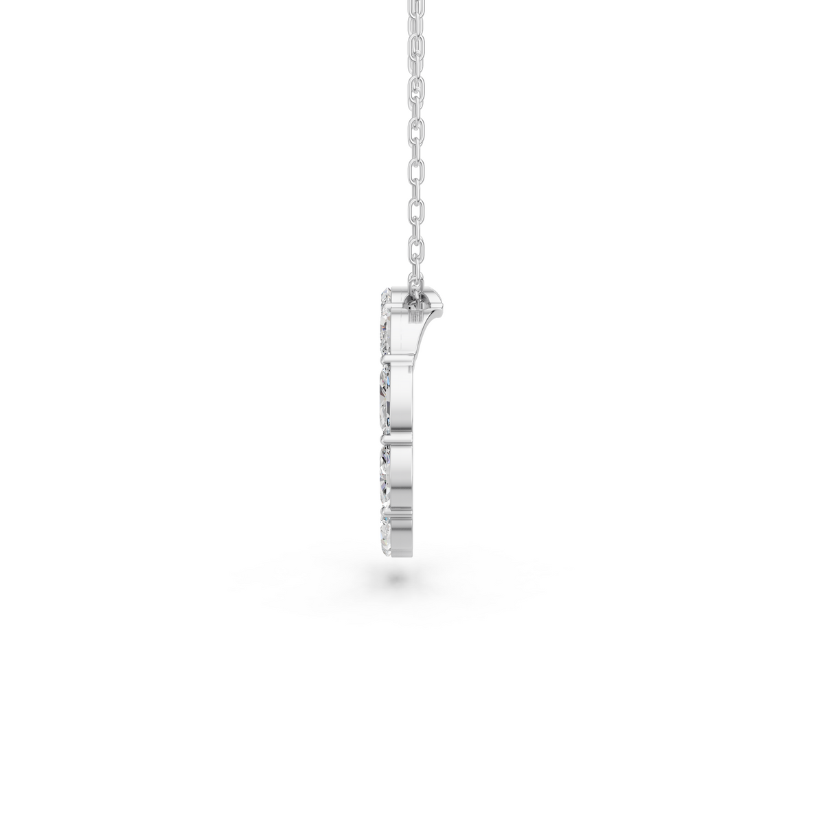 Marquise Lab Diamond Circle Pendant in 14K White Gold – side view