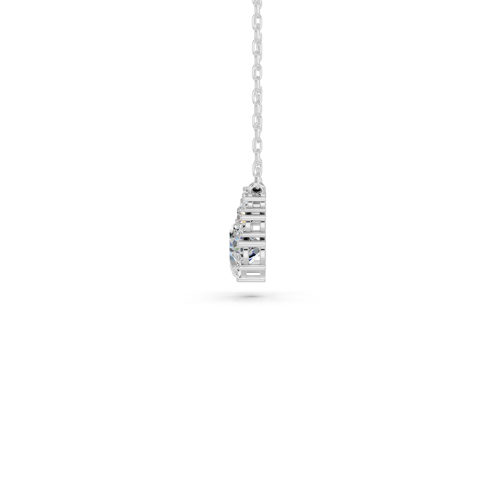 Multi Shapes Lab Diamond Scattered Necklace in 14K White Gold – side view