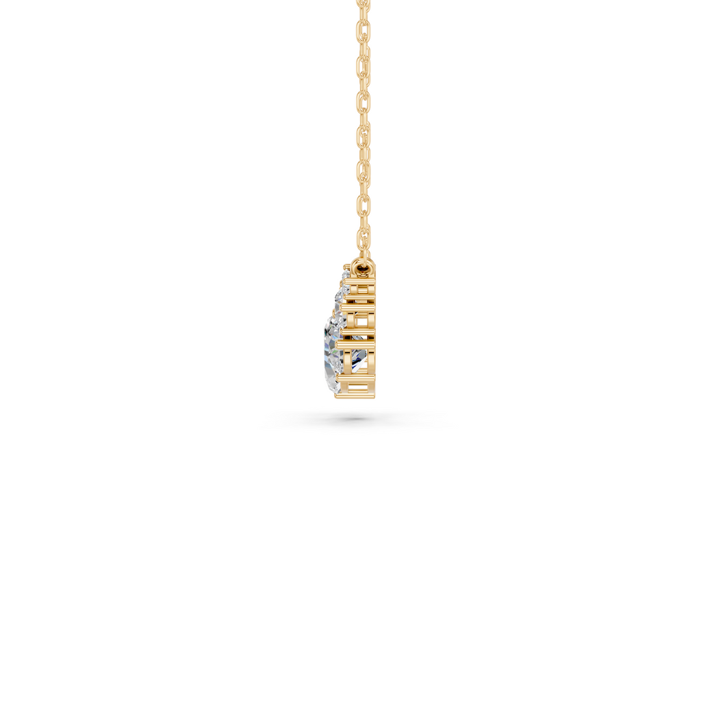Multi Shapes Lab Diamond Scattered Necklace in 14K Yellow Gold – side view