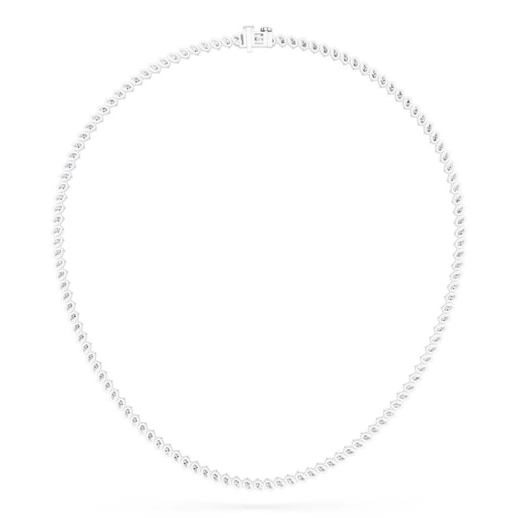 Angled Oval Lab Diamond Tennis Necklace in 14K White Gold – back view