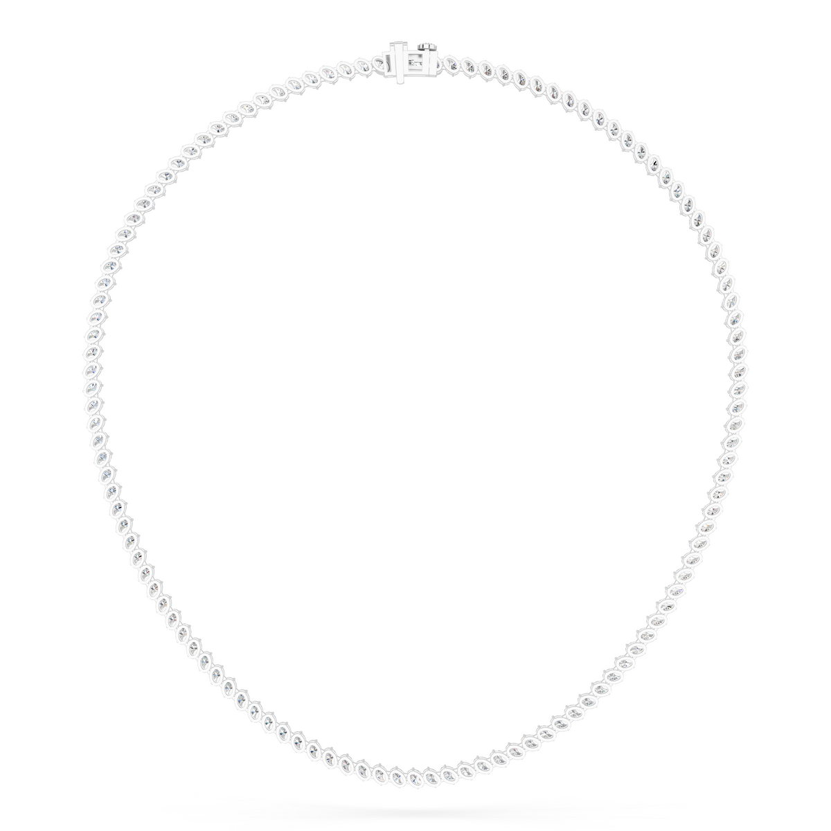 Angled Oval Lab Diamond Tennis Necklace in 14K White Gold – back view