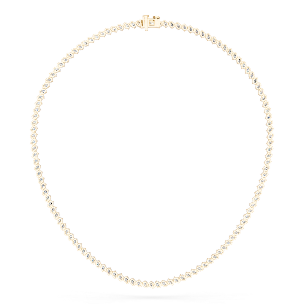 Angled Oval Lab Diamond Tennis Necklace in 14K Yellow Gold – back view