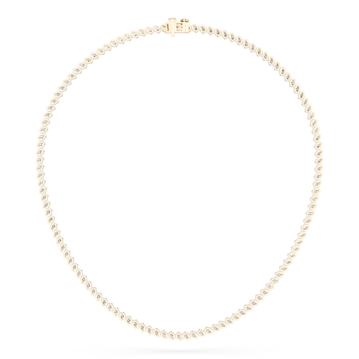 Angled Oval Lab Diamond Tennis Necklace in 14K Yellow Gold – back view