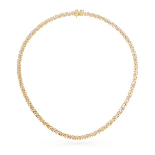 Inverted Pear Lab Diamond Tennis Necklace in 14K Yellow Gold – back view
