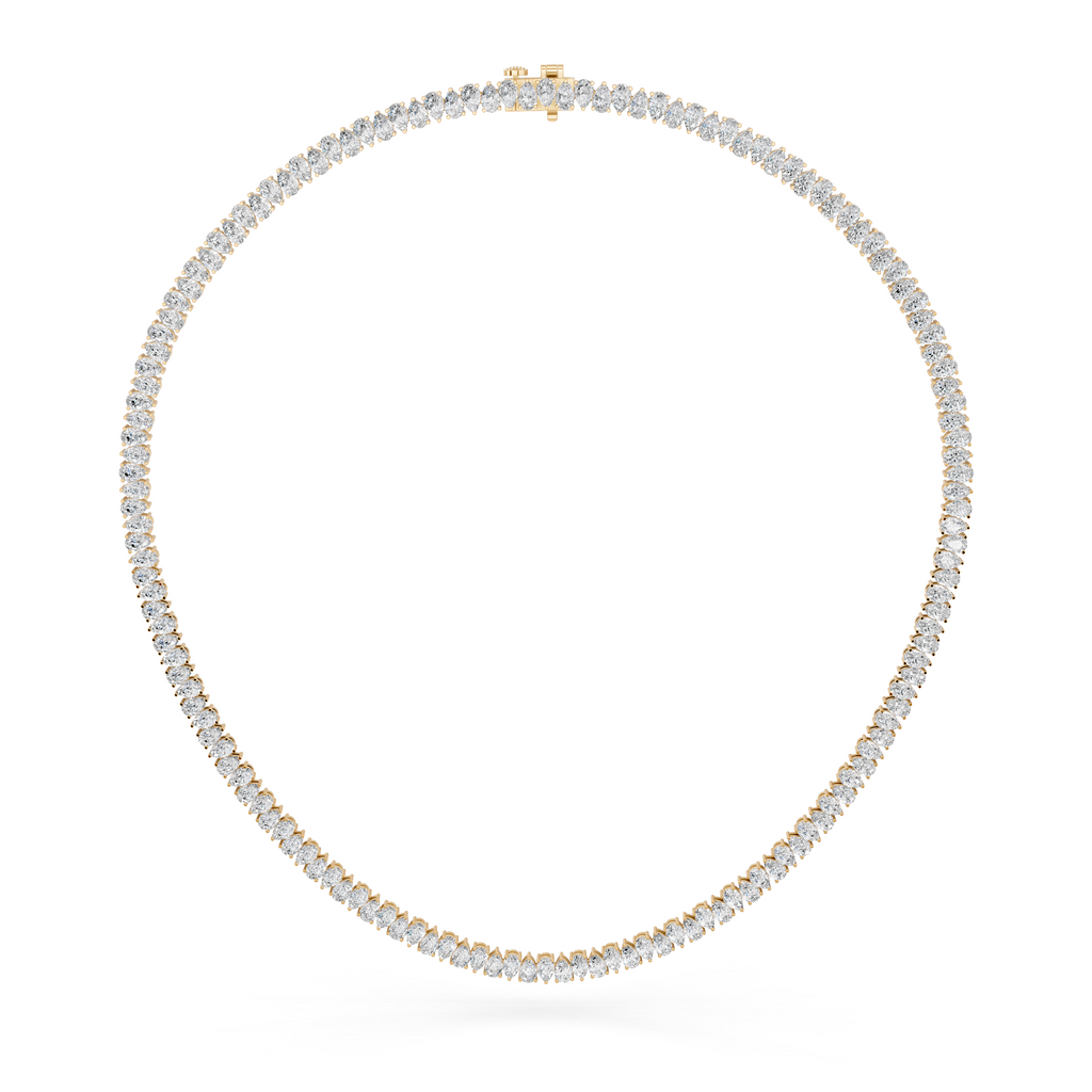 Inverted Pear Lab Diamond Tennis Necklace in 14K Yellow Gold – top view