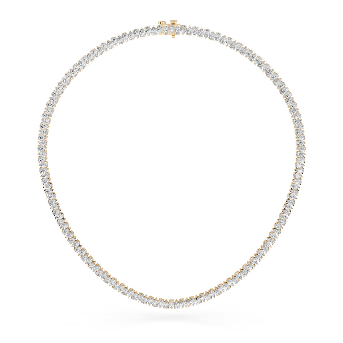 Inverted Pear Lab Diamond Tennis Necklace in 14K Yellow Gold – top view
