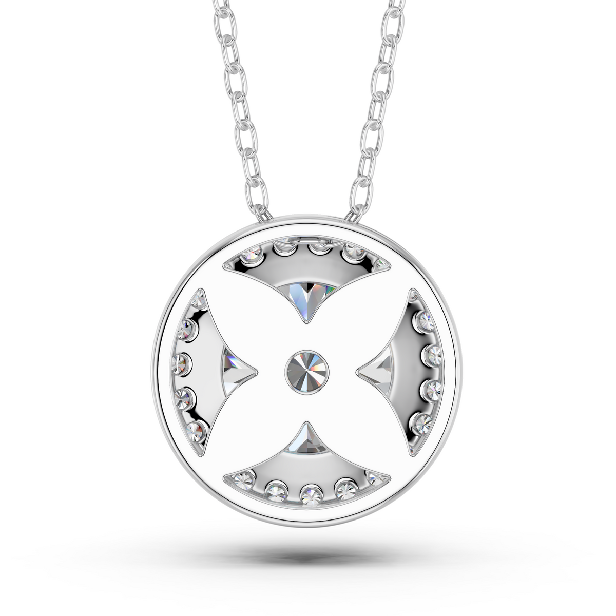 Round Lab Diamond Halo Pendant in 14K White Gold – back view
