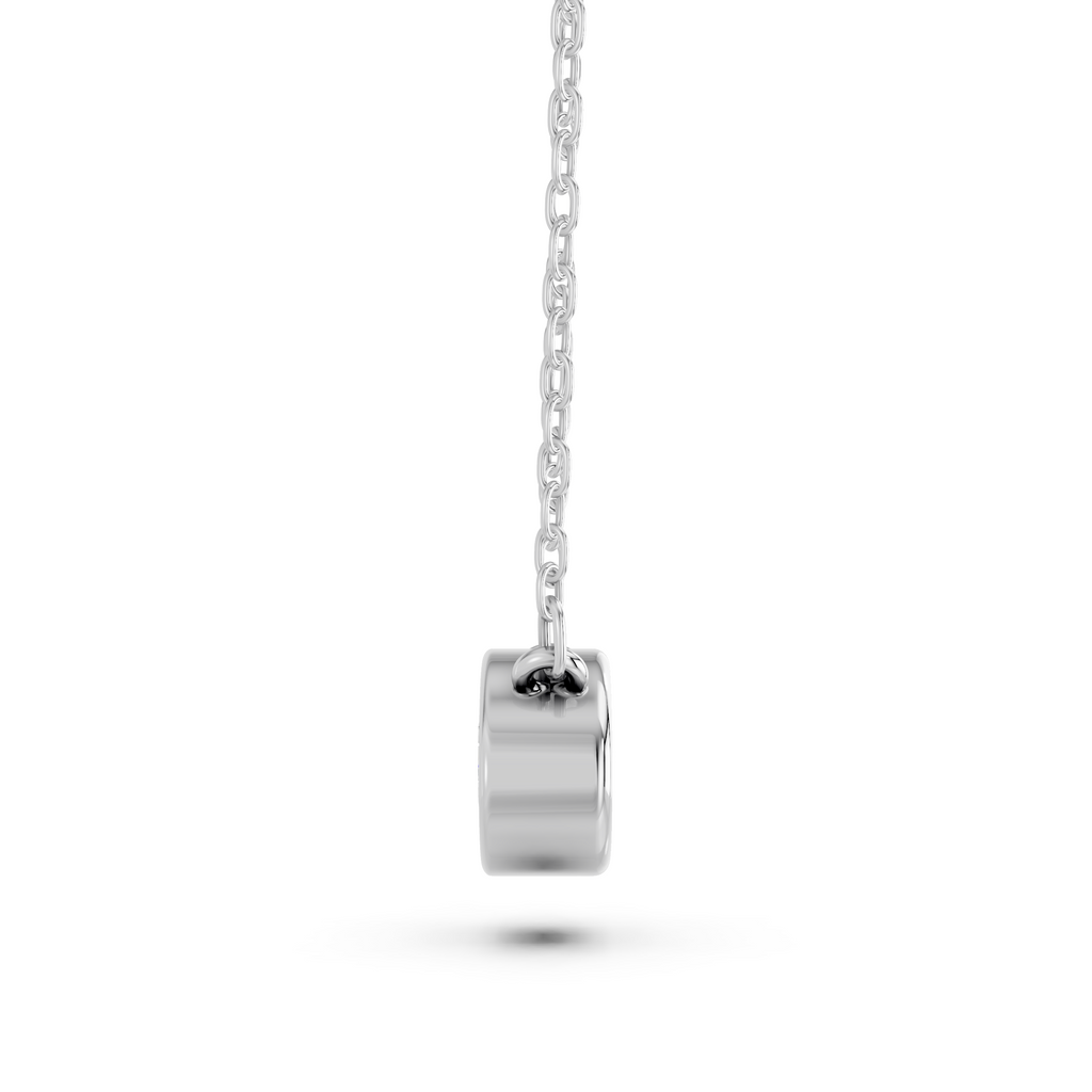 Oval Lab Diamond Bezel Necklace in 14K White Gold – side view