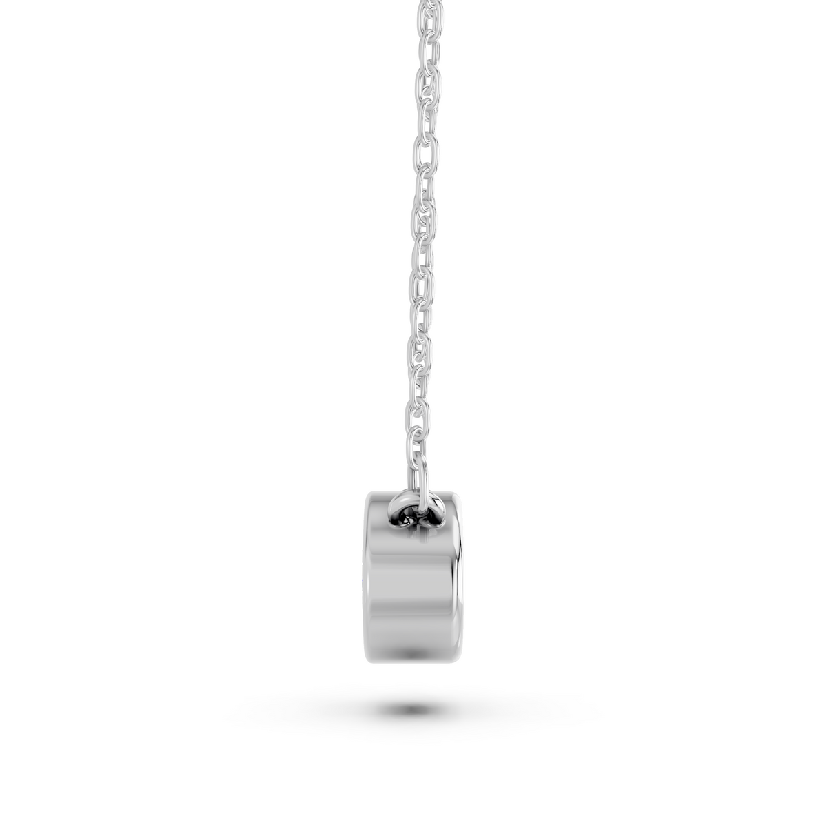 Oval Lab Diamond Bezel Necklace in 14K White Gold – side view