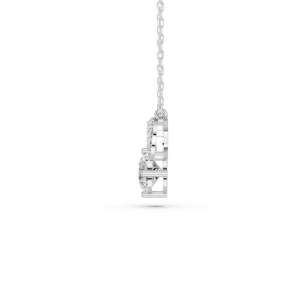 Round Lab Diamond Infinity Necklace in 14K White Gold – side view