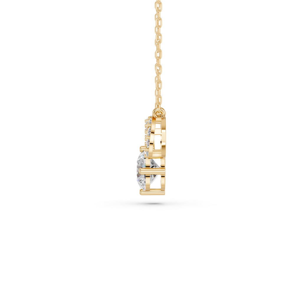 Round Lab Diamond Infinity Necklace in 14K Yellow Gold – side view