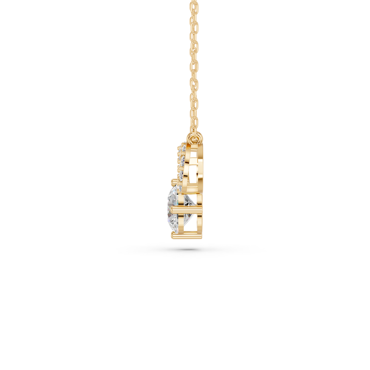 Round Lab Diamond Infinity Necklace in 14K Yellow Gold – side view