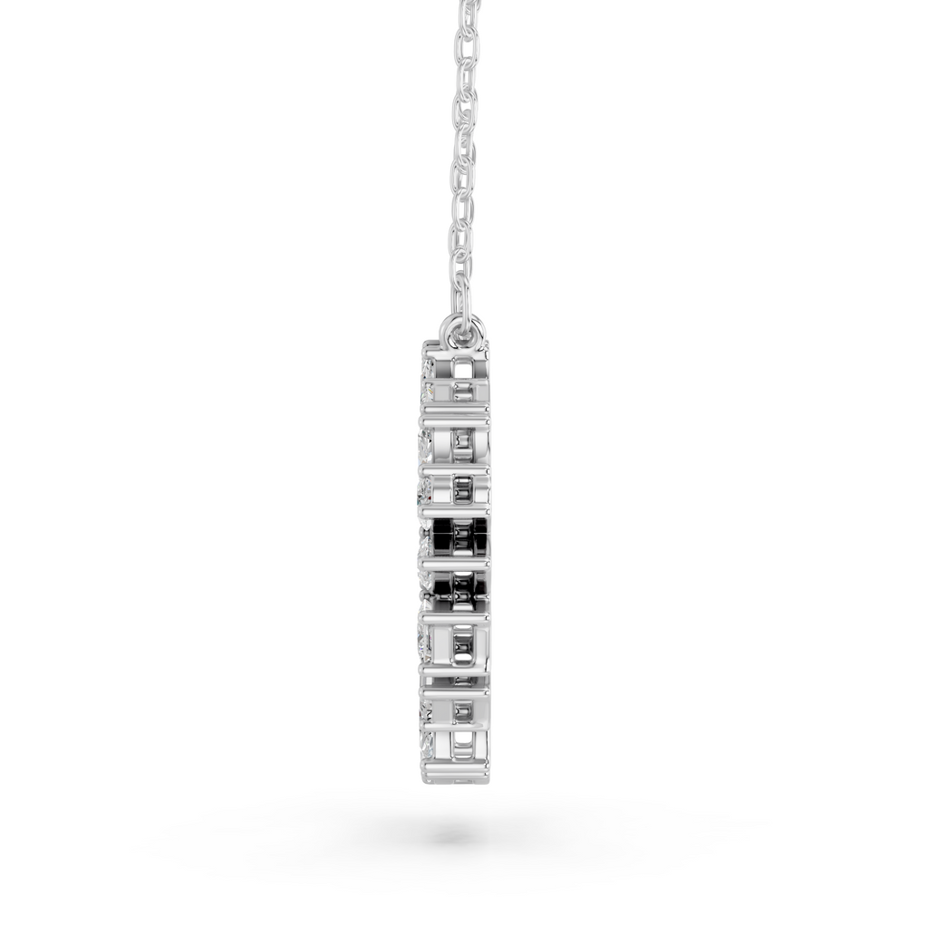Multi Shape Lab Diamond Circle Pendant in 14K White Gold – side view