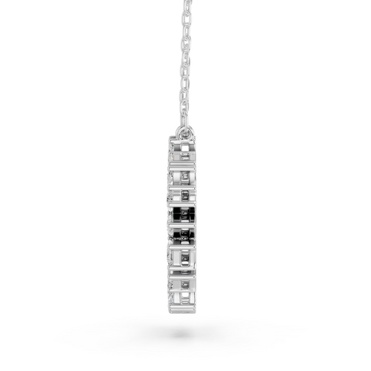Multi Shape Lab Diamond Circle Pendant in 14K White Gold – side view