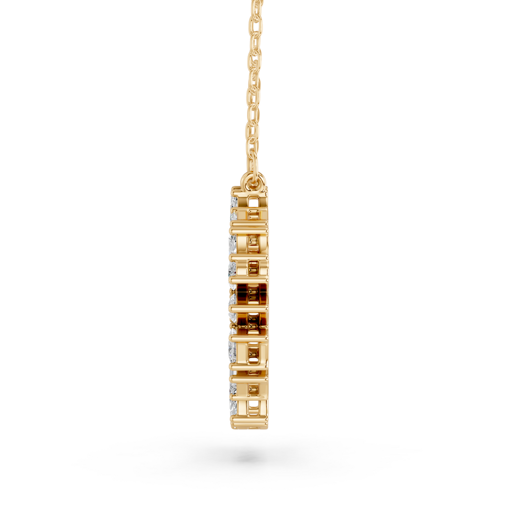 Multi Shape Lab Diamond Circle Pendant in 14K Yellow Gold – side view