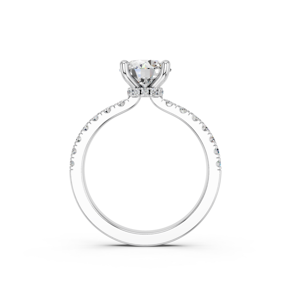 Round Lab Diamond Engagement Ring in 14K White Gold – front view