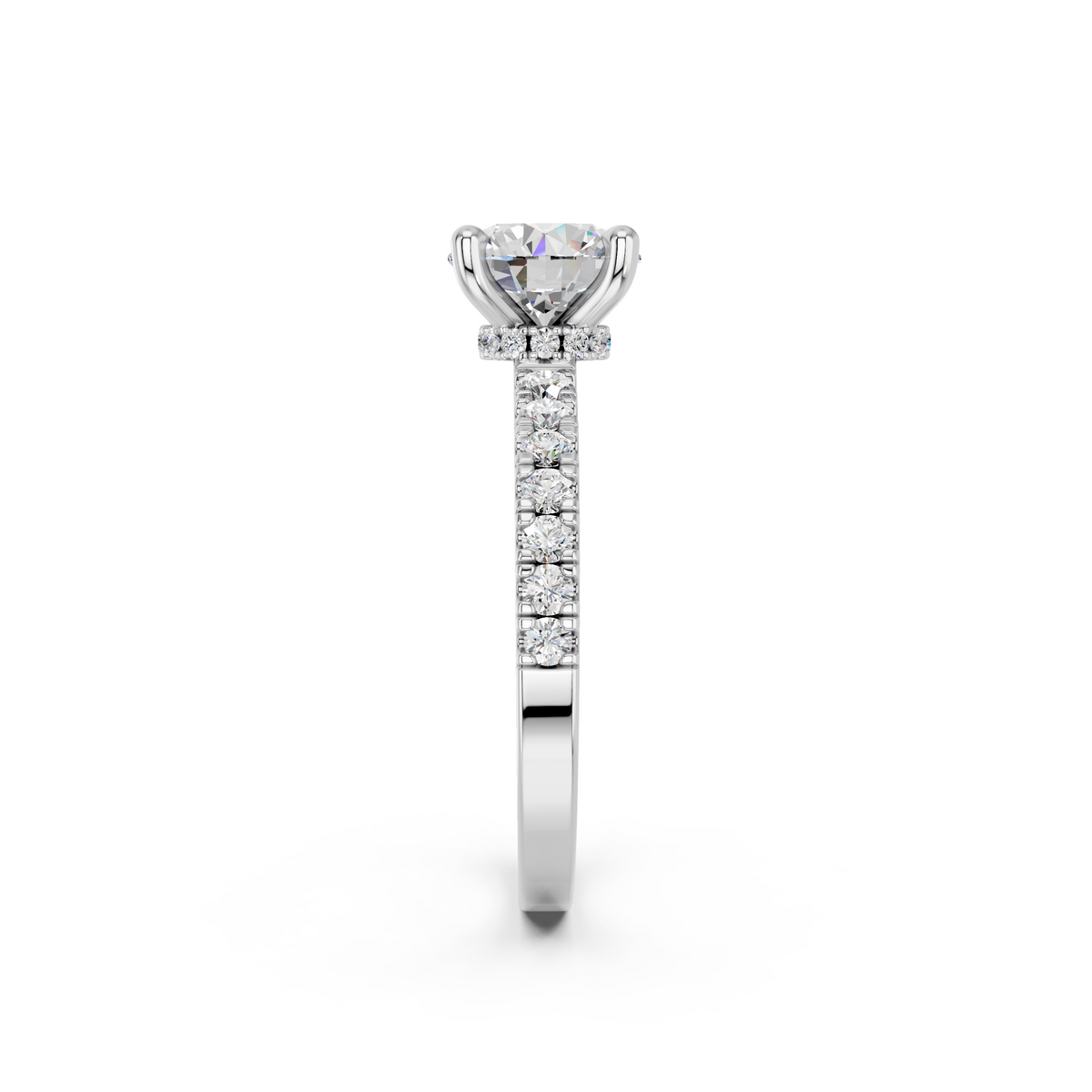 Round Lab Diamond Engagement Ring in 14K White Gold – reverse view