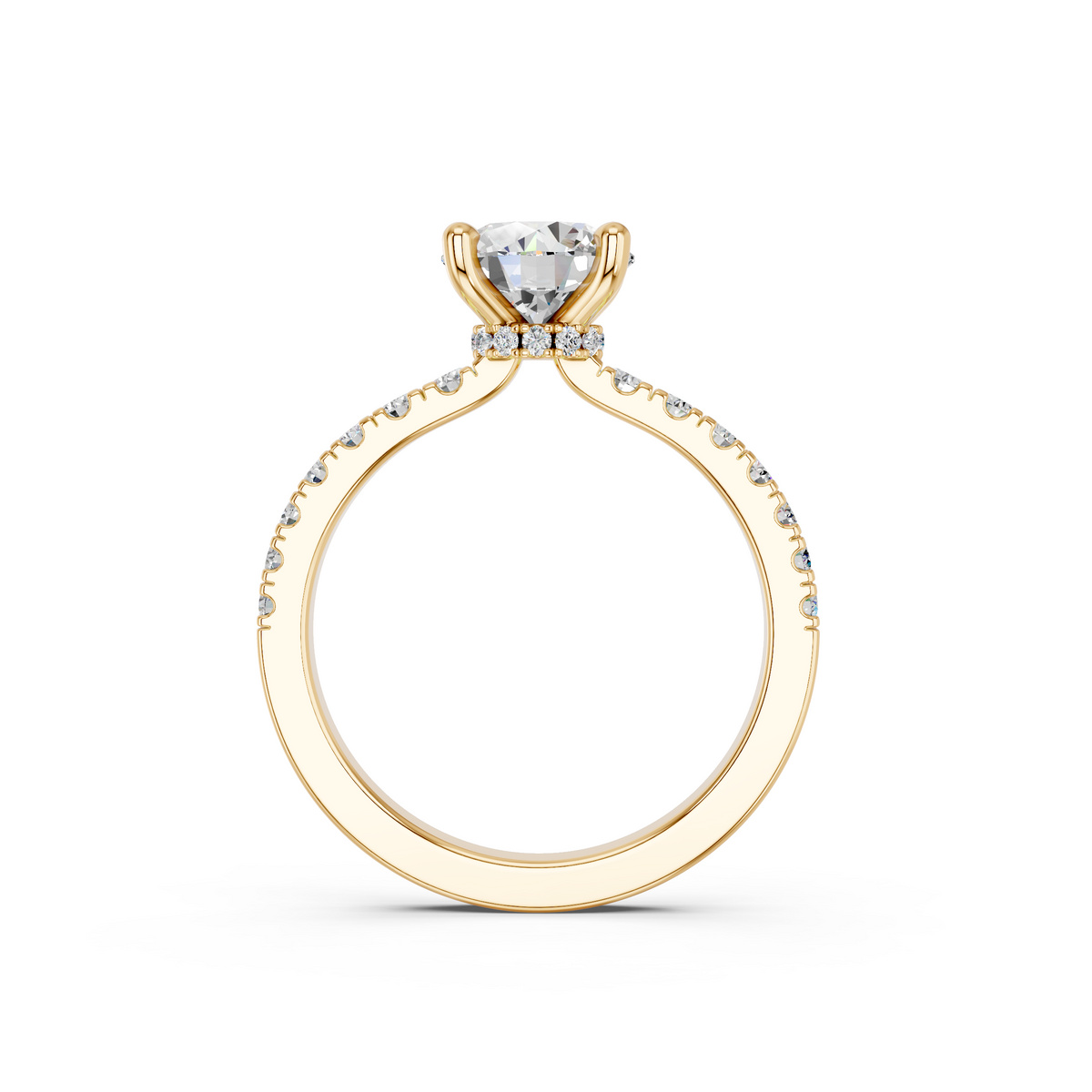 Round Lab Diamond Engagement Ring in 14K Yellow Gold – front view