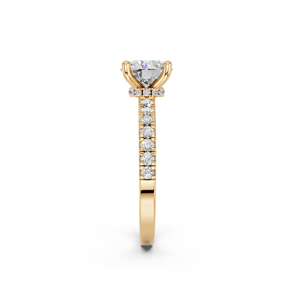 Round Lab Diamond Engagement Ring in 14K Yellow Gold – reverse view
