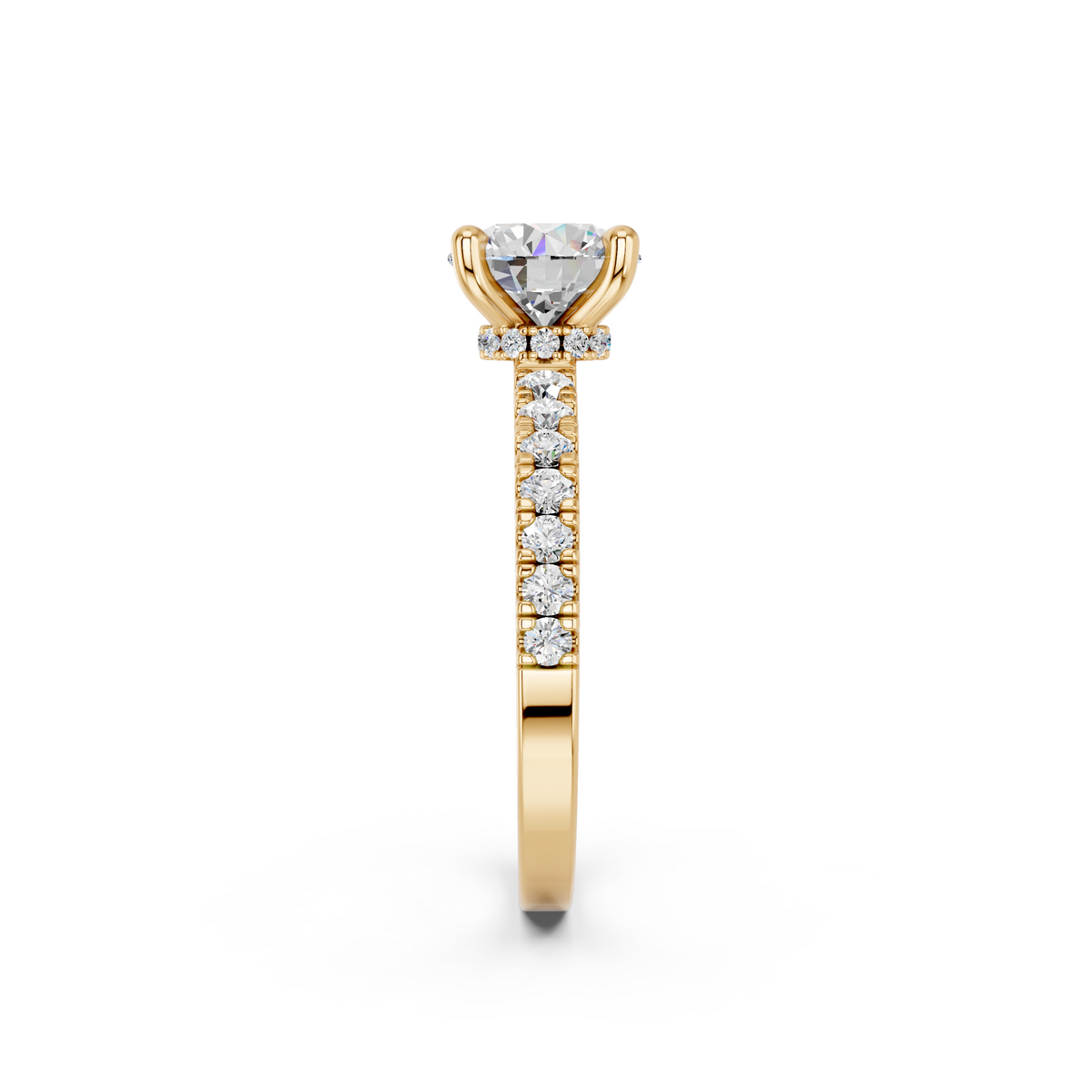 Round Lab Diamond Engagement Ring in 14K Yellow Gold – reverse view