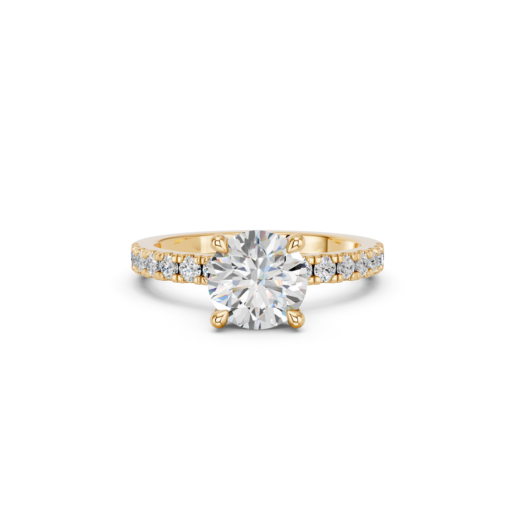 Round Lab Diamond Engagement Ring in 14K Yellow Gold – top view