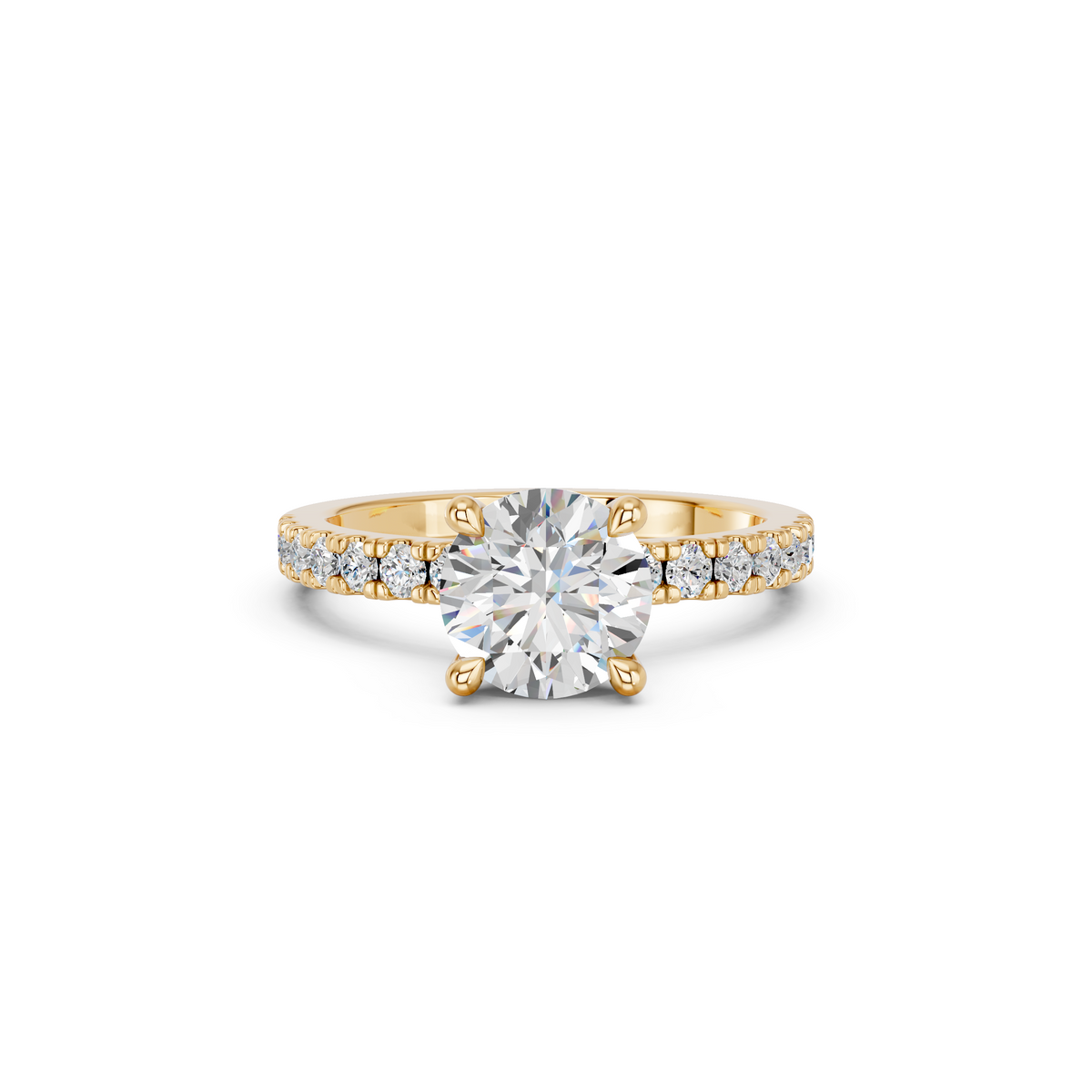 Round Lab Diamond Engagement Ring in 14K Yellow Gold – top view