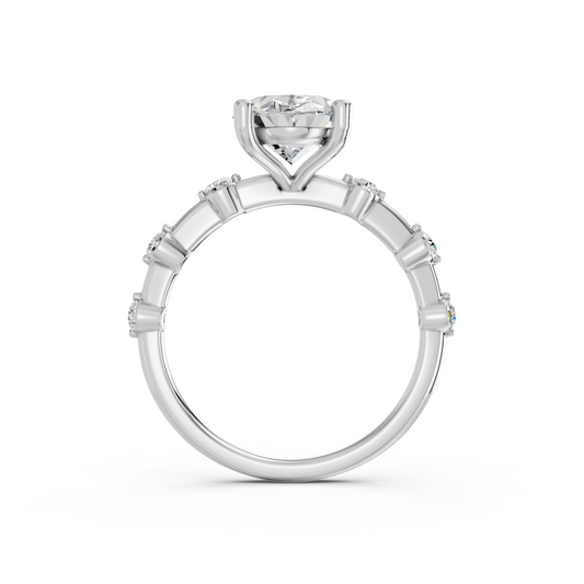 Oval Lab Diamond Engagement Ring in 14K White Gold – front view