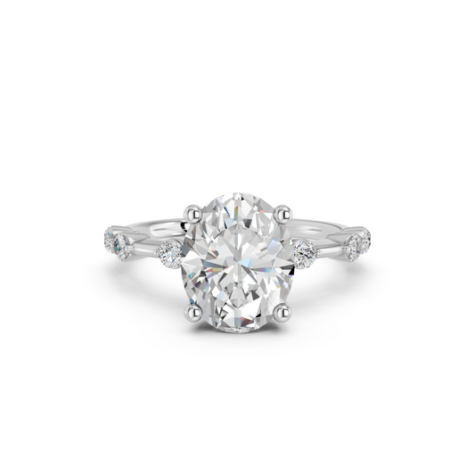 Oval Lab Diamond Engagement Ring in 14K White Gold – top view