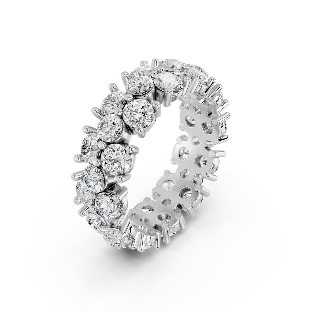 Round Lab Diamond Eternity Band in 14K White Gold – angled view
