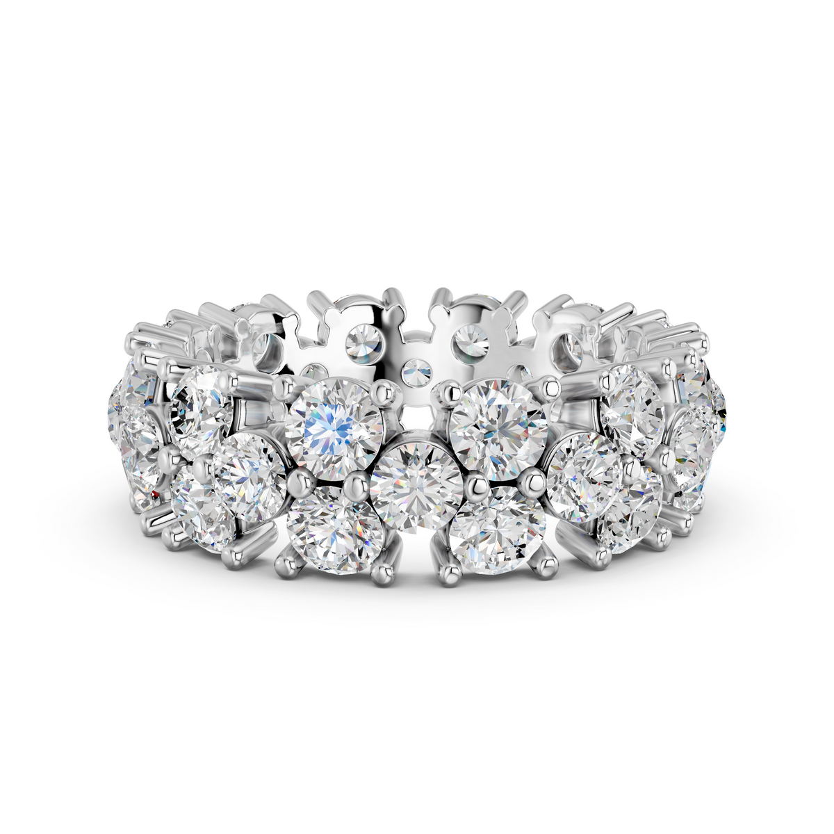 Round Lab Diamond Eternity Band in 14K White Gold – top view