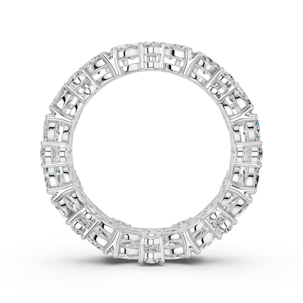Marquise And Round Lab Diamond Eternity Band in 14K White Gold – front view