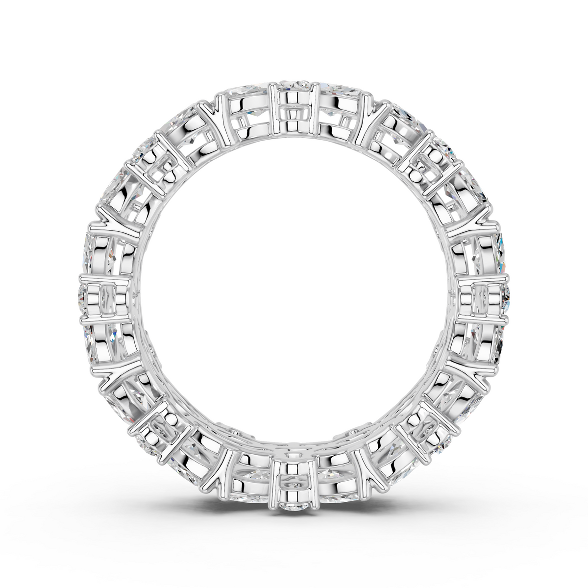 Marquise And Round Lab Diamond Eternity Band in 14K White Gold – front view