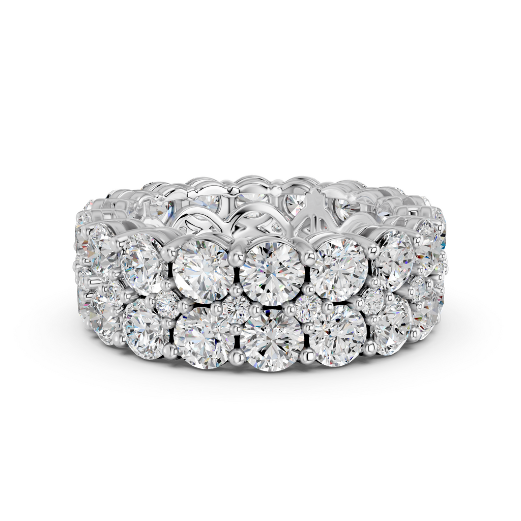 Round Lab Diamond Eternity Band in 14K White Gold – top view