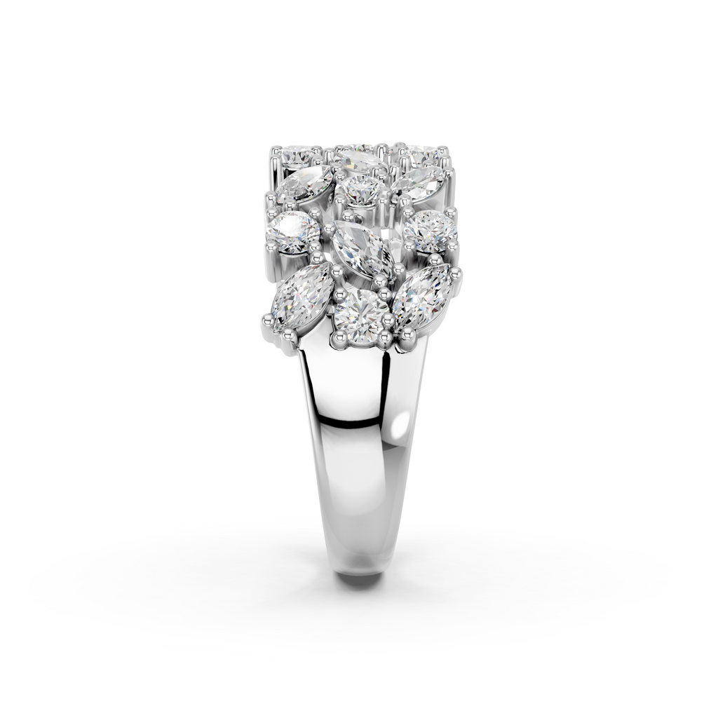 Marquise & Round Lab Diamond Anniversary Band in 14K White Gold – reverse view