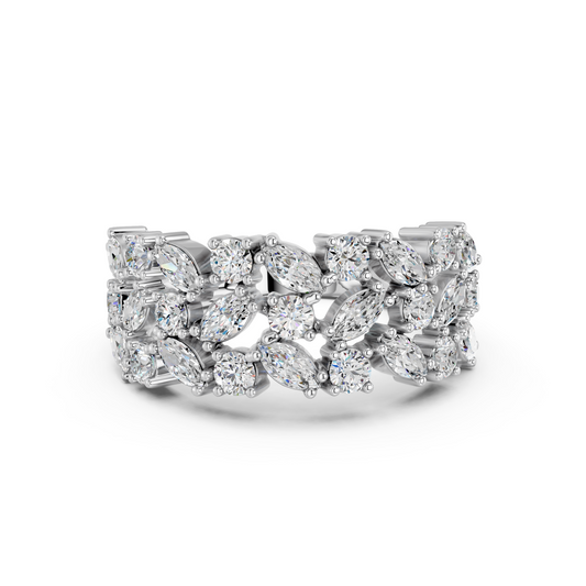 Marquise & Round Lab Diamond Anniversary Band in 14K White Gold – top view