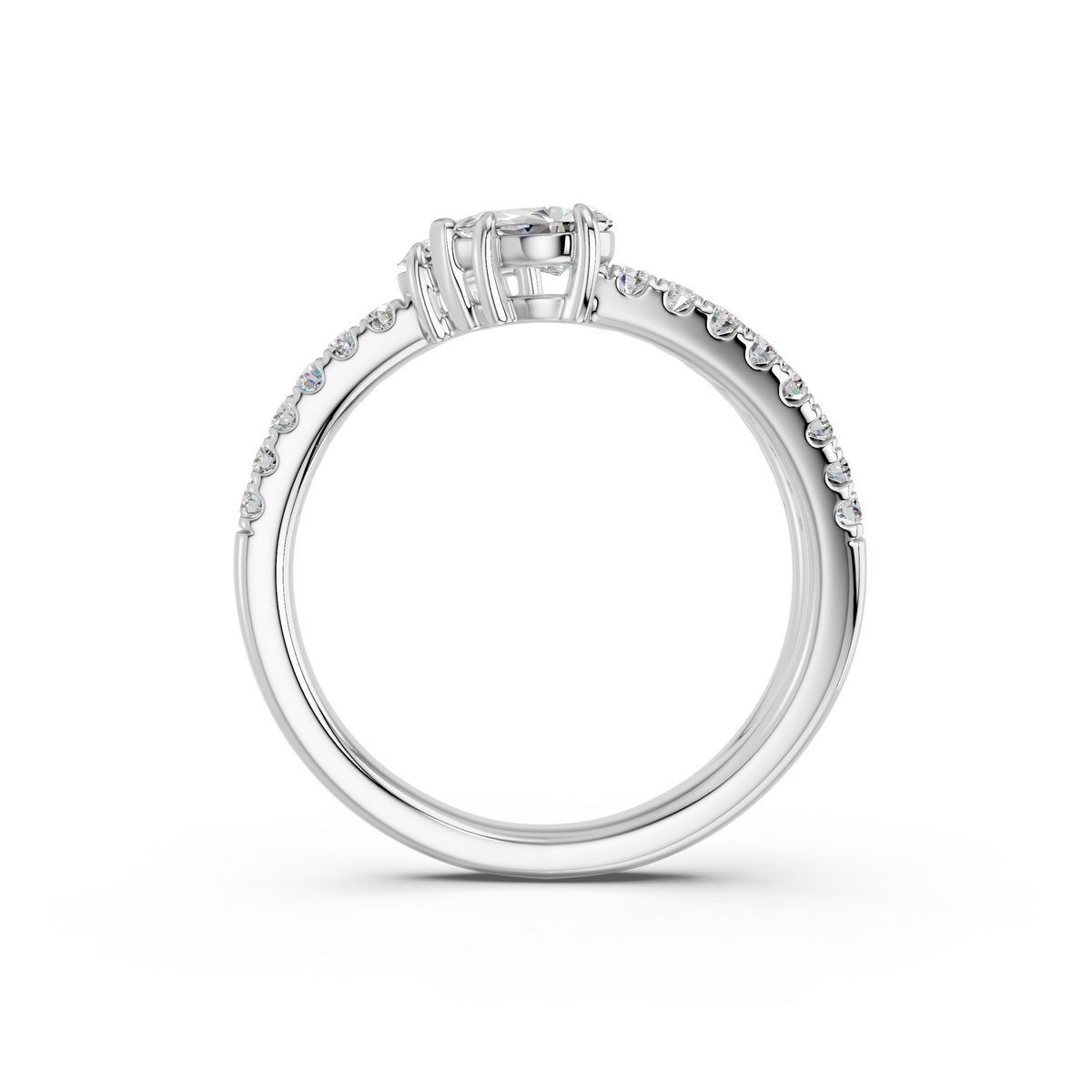 Oval & Pear Lab Diamond Fashion Ring in 14K White Gold – front view