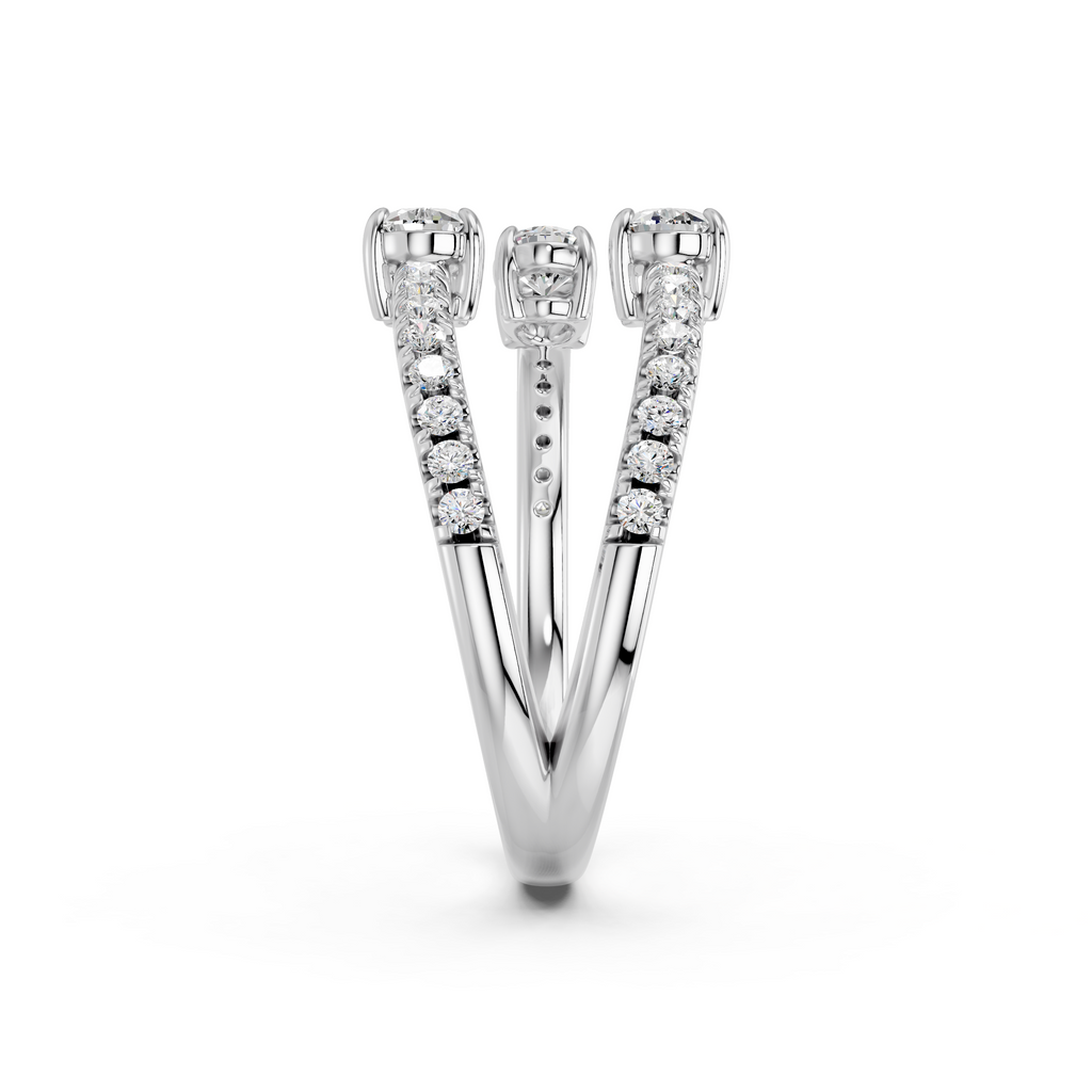 Oval & Pear Lab Diamond Fashion Ring in 14K White Gold – reverse view