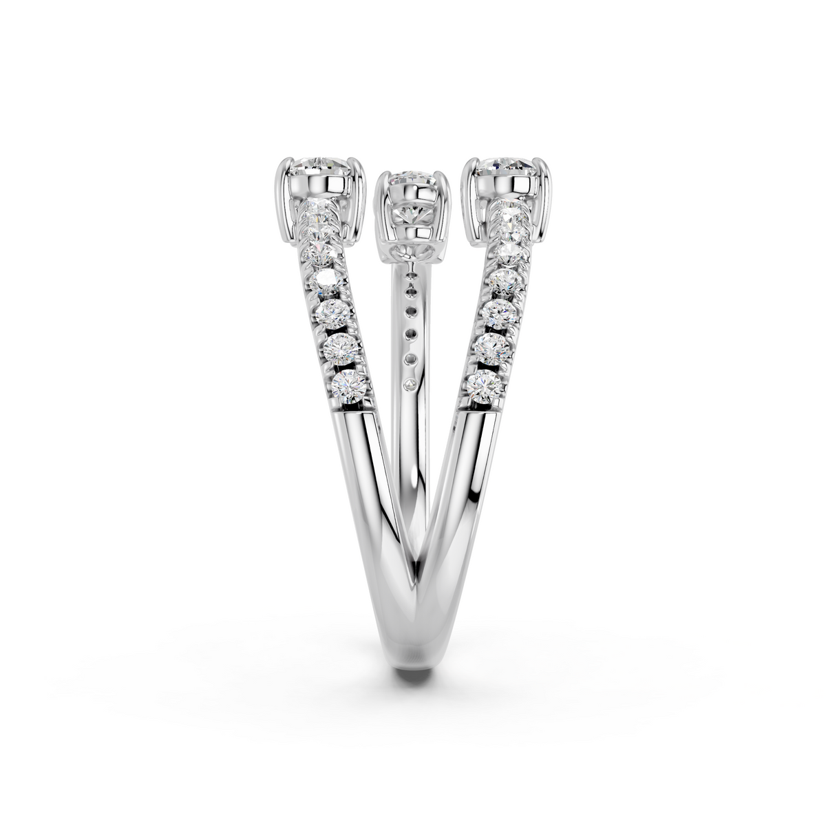 Oval & Pear Lab Diamond Fashion Ring in 14K White Gold – reverse view