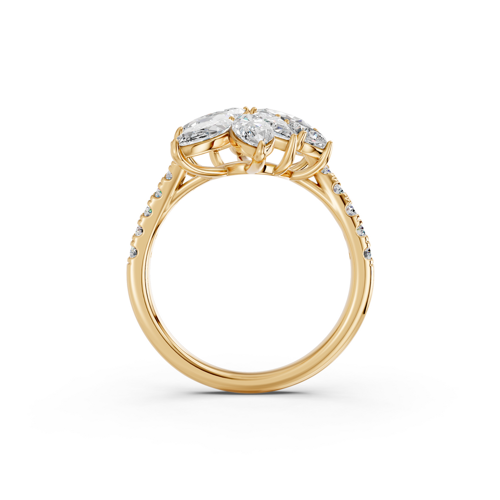 Multi Shape Lab Diamond Cocktail Ring in 14K Yellow Gold – front view