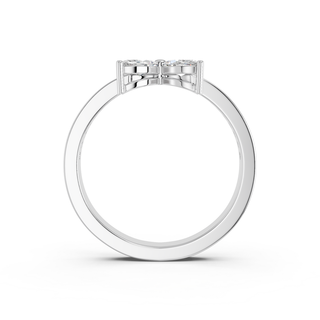 Marquise Shape Lab Diamond Flower Ring in 14K White Gold – front view