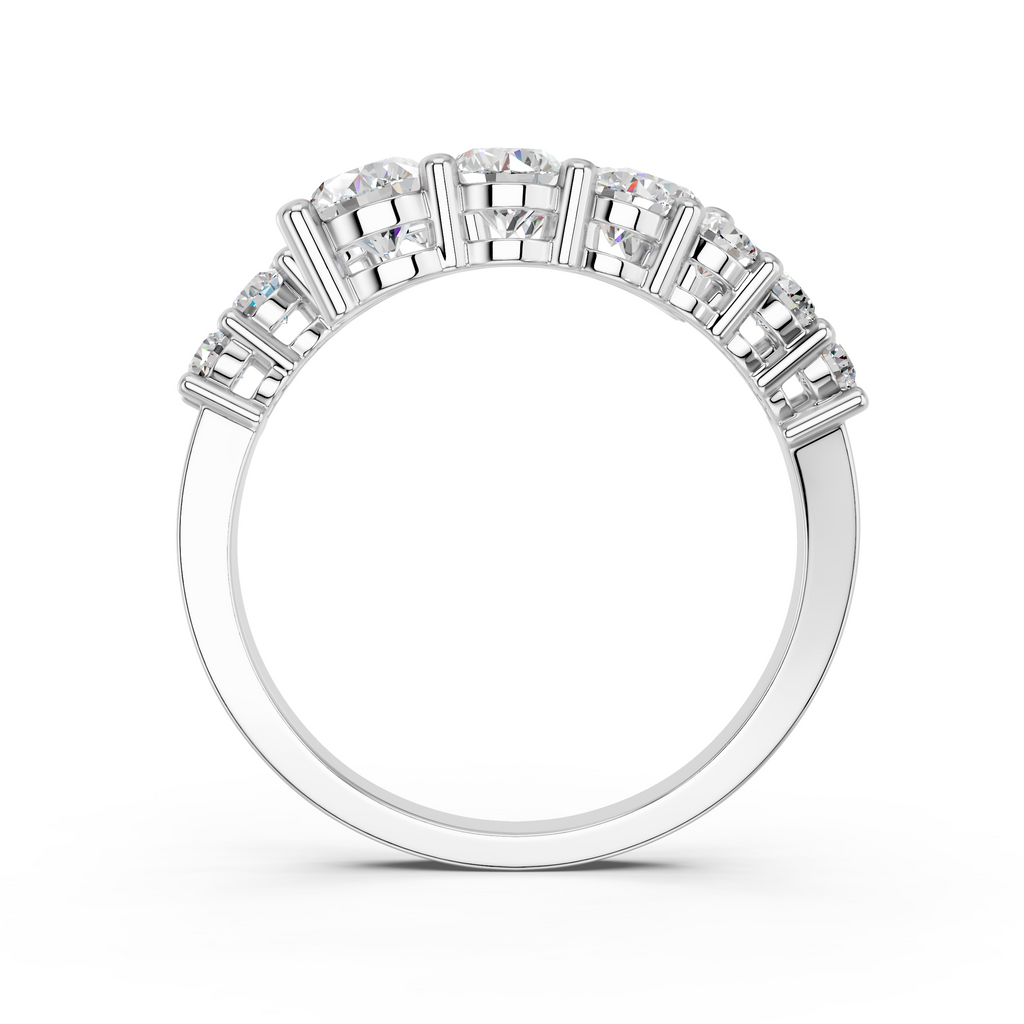Round Shape Lab Diamond Bypass Ring in 14K White Gold – front view