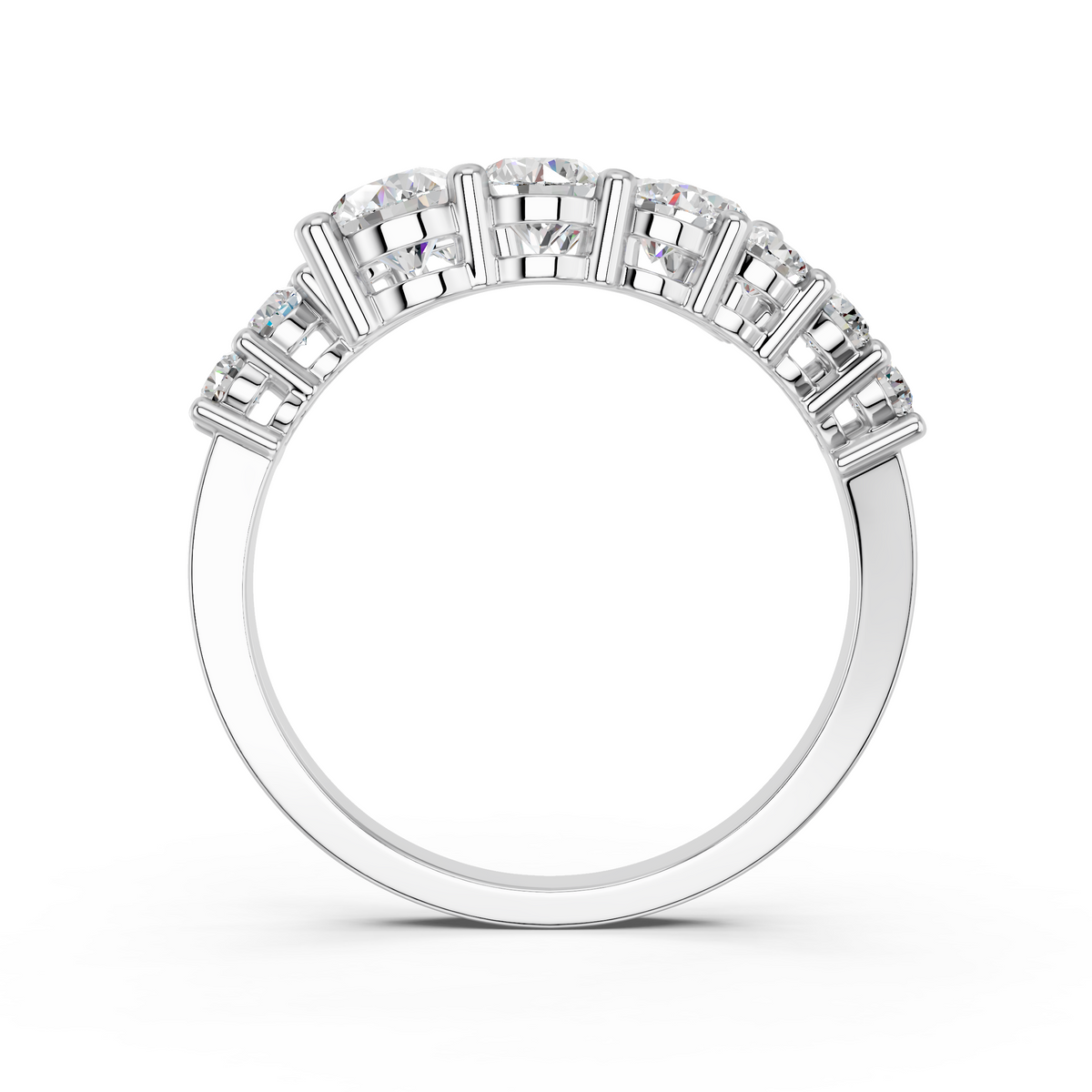 Round Shape Lab Diamond Bypass Ring in 14K White Gold – front view