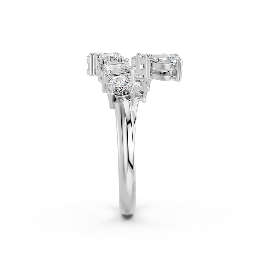 Multi Shape Lab Diamond Bypass Ring in 14K White Gold – reverse view