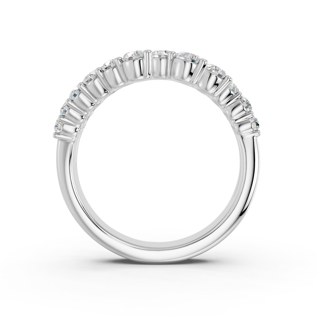 Round Shape Lab Diamond Bypass Ring in 14K White Gold – front view